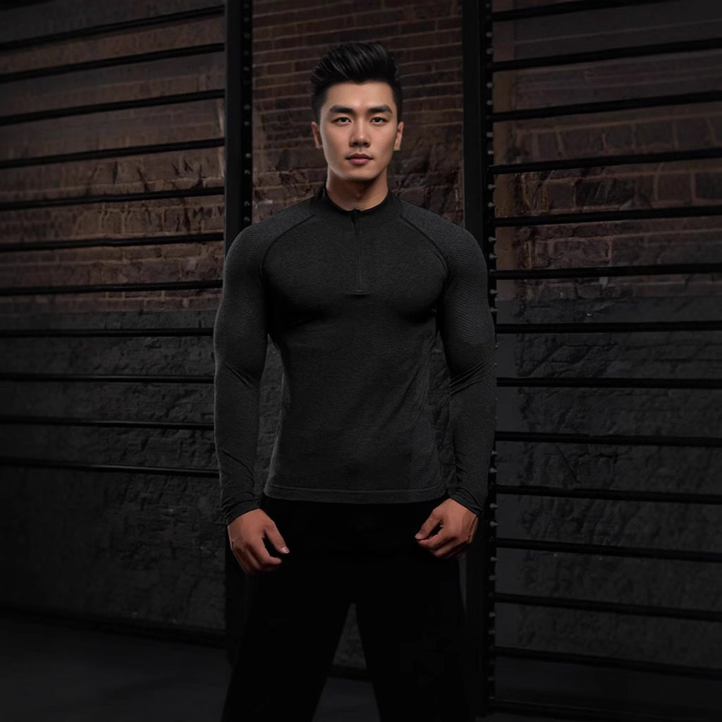 Seamless Long-sleeve Zipper Training Fitness Outdoor Strong Top Slim Fit